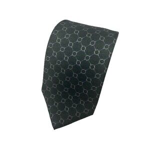 Brooks Brothers Tie Made in USA Italian Fabric 100% Silk Geometric Pattern Green